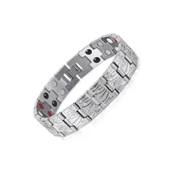 GENERICO - Pulsera de Acero Inoxidable con Imanes - Pulsera Biomagnética