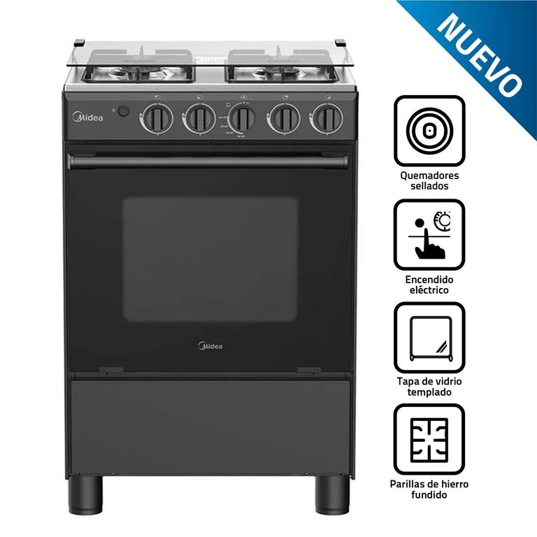 Cocina a Gas 4 Quemadores MGS24FS2LFABBC-PE NEGRO