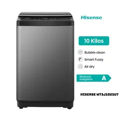 HISENSE - LAVADORA SMART FUZZY 10 KG CARGA SUPERIOR GRIS - WT3J1023UT