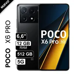 XIAOMI - Celular Poco X6 Pro 5G 512GB 12GB RAM cámara 64MP frontal 16MP 66 Pulg negro
