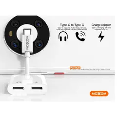 MOXOM - CABLE MX-AX20 TIPO C A TIPO C + ADAPTADOR TIPO C 3A 15W BLANCO