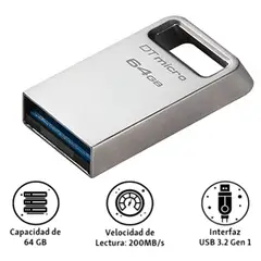 KINGSTON - Memoria Usb Datatraveler Flash 64 Gb Ultrapequeño
