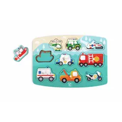 HAPE - Rompecabezas de encaje de madera vehículos de emergencia