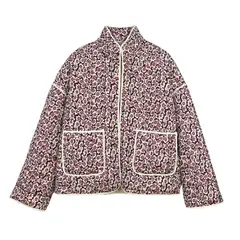 GIOIO - Abrigo Mujer Floral Acolchado Entallado Casual​