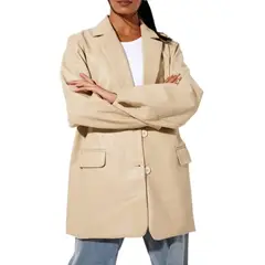 GIOIO - Saco Piel Mujer Caliente Informal Elegante Ajustada​