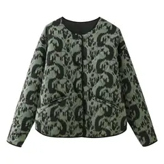 GIOIO - Chaqueta Mujer Algodón Estampado Fauna Entallada Urbana Moderna​