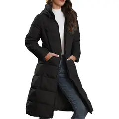 GIOIO - Abrigo Mujer Mediano Capucha Relleno Sintético Premium Ajustado Cálido