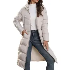 GIOIO - Abrigo Mujer Mediano Capucha Relleno Sintético Premium Ajustado Cálido