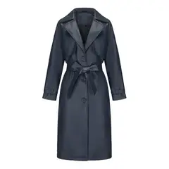 GIOIO - Gabardina Mujer Sintético Largo Cinturón Clásico Fluido Moderno​