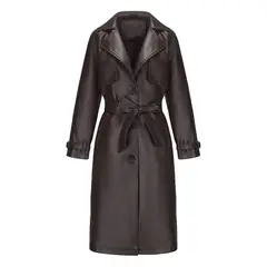 GIOIO - Gabardina Mujer Sintético Largo Cinturón Clásico Fluido Moderno​