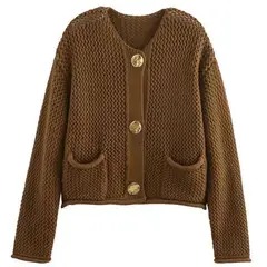 GIOIO - Cárdigan Mujer Tejido Grueso Lujo Figura Flúida Largo Elegante​