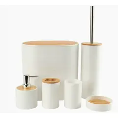 U BUY - Set Juego De Baño 6 Piezas Bambú Lavado Y Almacenamiento