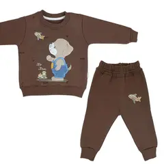 GENERICO - Conjunto Franela reactiva - 2 piezas - Perrito - Marron