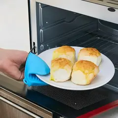 GENERICO - PAR DE MANOPLAS CELESTE PARA COCINA HORNO ANTIQUEMADURA DE SILICONA