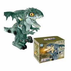 GENERICO - DINOSAURIO CON ALAS VERDE CAMINA RUGE BOTA HUMO + LUCES ARMABLE