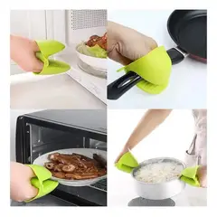 GENERICO - PAR DE MANOPLAS VERDE PARA COCINA HORNO ANTIQUEMADURA DE SILICONA