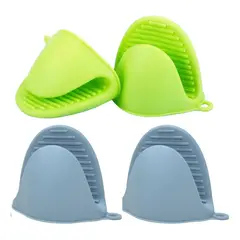 GENERICO - 2 PARES DE GUANTES MANOPLAS VERDE ACERO COCINA HORNO SILICONA