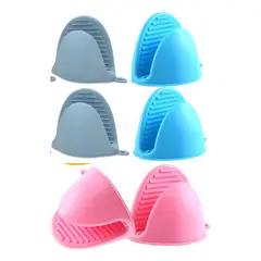 GENERICO - 3 PARES DE GUANTES MANOPLAS ACERO CELESTE ROSADO COCINA HORNO SILICONA