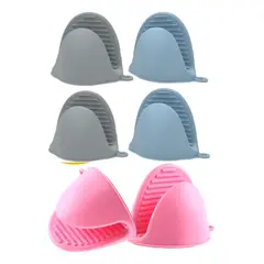 GENERICO - 3 PARES DE GUANTES MANOPLAS GRIS ACERO ROSADO COCINA HORNO SILICONA