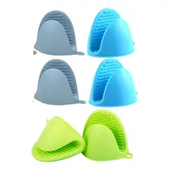 GENERICO - 3 PARES DE GUANTES MANOPLAS ACERO CELESTE VERDE COCINA HORNO SILICONA