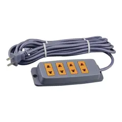 HOME LIGHT - Extensión eléctrica 7.5 m 4 Tomas Gris