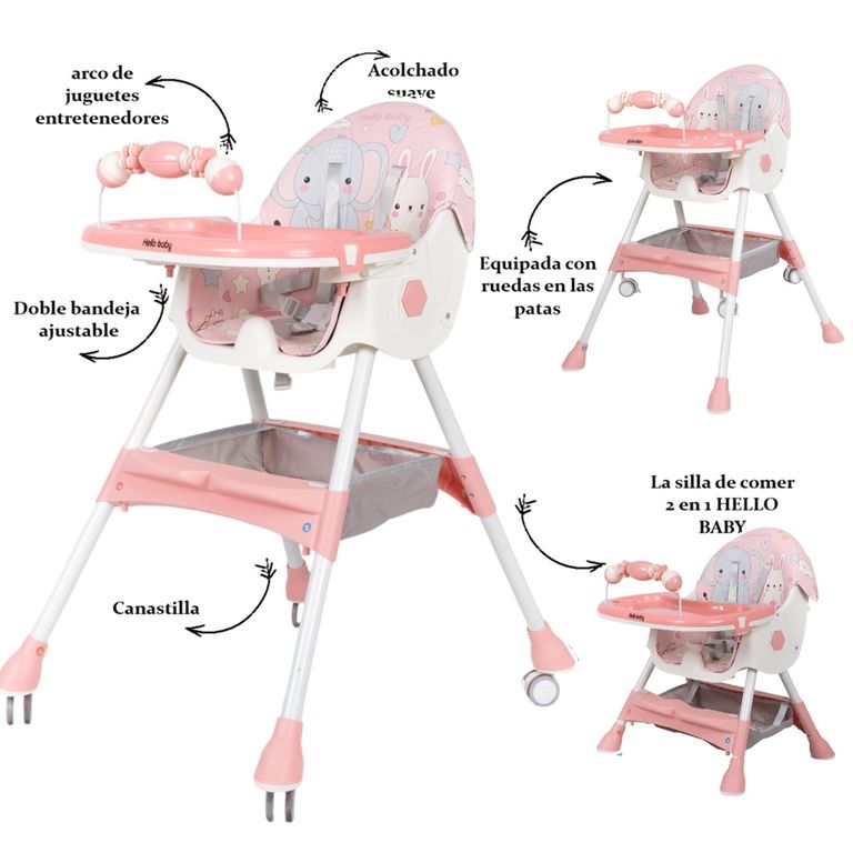 Silla de Comer con Diseño Hello Baby 2 en 1