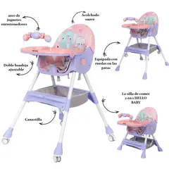 HI BABY - Silla de Comer con Diseño Hello Baby 2 en 1