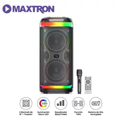 MAXTRON - Torre de Sonido Hypnotic MX 808 USB BT TWS LED RGB Micrófono