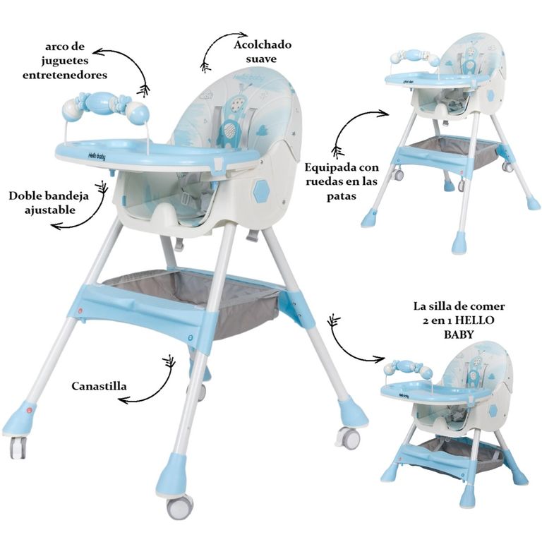 Silla de Comer con Diseño Hello Baby 2 en 1