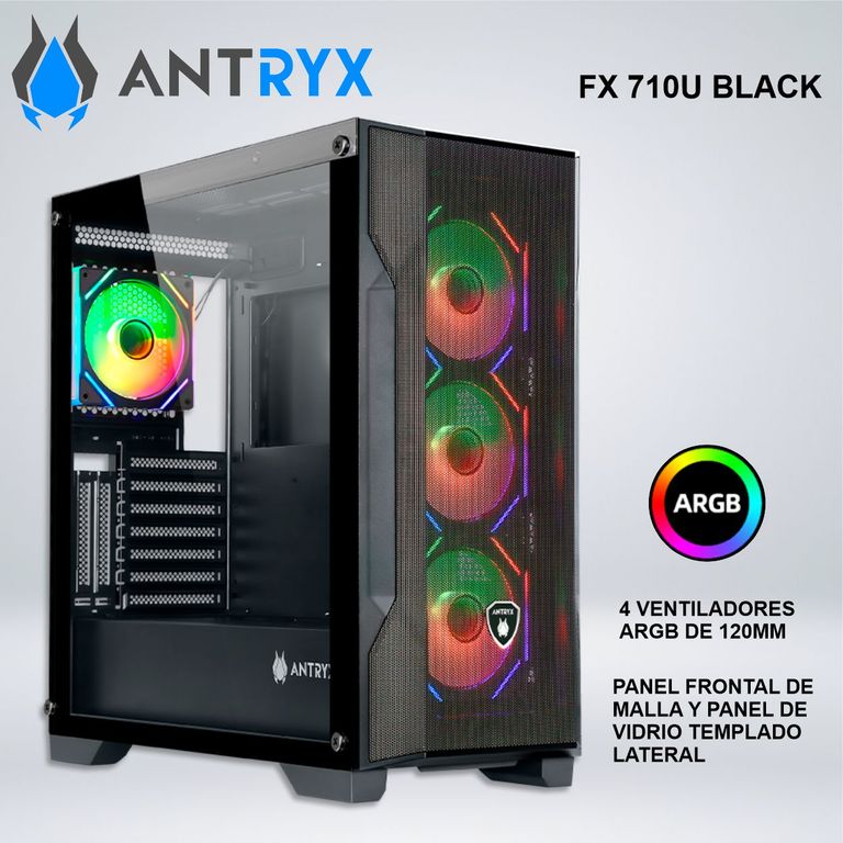 CASE FX 710U BLACK, INFINITY ARGB FAN X4, USB TIPO-C