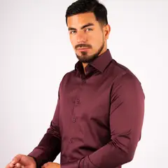 BARBADENS - Camisa de Vestir Algodón Stretch Slim Fit Hombre