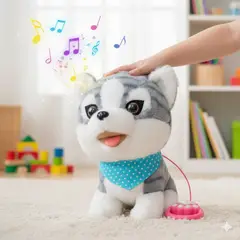 GENERICO - PERRO LOBO CON BUFANDA CELESTE ELECTRONICO INTERACTIVO