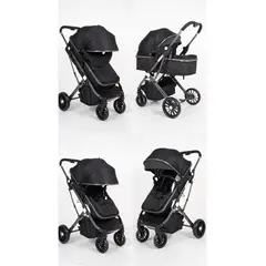 BABY HAPPY - Coche Moises de Lujo Para bebes Safir Span Black