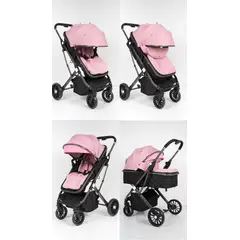 BABY HAPPY - Coche Moises de Lujo Para bebes Safir Span Rosa