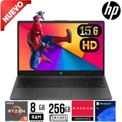 HP - LAPTOP 255 G10. RYZEN 3 7320U. 15.6" HD. RAM 8GB. SSD 256GB. W11PRO . NP : BF9X1AT