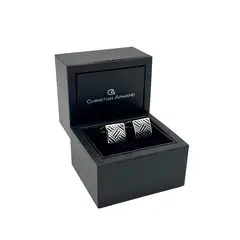 CHRISTIAN ARMAND - JUEGO DE GEMELOS DE LUJO PLATEADOS DISEÑO MODERNO