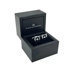 CHRISTIAN ARMAND - JUEGO DE GEMELOS CON DISEÑO DE ESTRELLA NEGRA EN RELIEVE