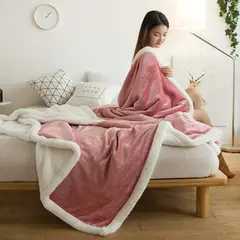 GENERICO - COLCHA DE PIEL DE ANGEL CON CARNERO 2 PLAZAS