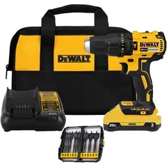 DEWALT - Taladro Percutor 1/2" 20V 1 Bat + Set de Brocas Paleta 1/4" 8 Pzs