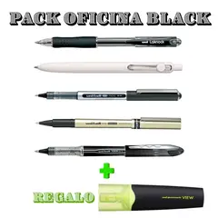 UNI BALL - Pack UNIBALL BLACK de Bolígrafos para Oficina + Regalo