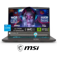 MSI - LAPTOP GAMER THIN 15.6" INTEL CORE i5-13420H 16GB 512GB SSD RTX 3050 4GB