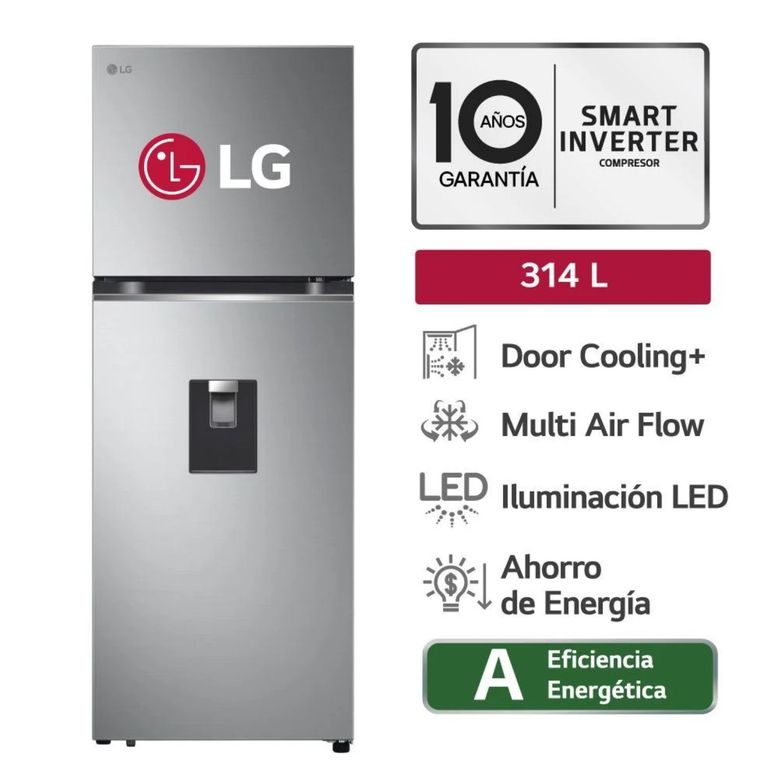 Refrigeradora 314 L GT31WPP No-Frost Top Freezer + Dispensador de Agua – Plateado