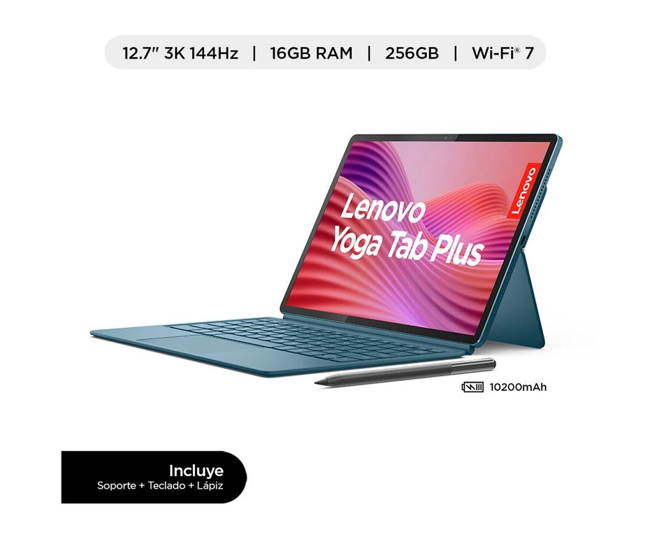 Tablet Yoga Tab Plus TB520FU IA 127 3K 16GB 256GB Lápiz Tab Pen Pro y Teclado azulado