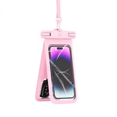 USAMS - Bolsa protectora celular Doble Waterproof 7" Rosa