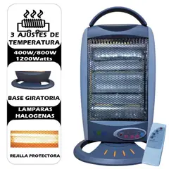 GENERICO - Estufa Halógena YQ 12SHR Con Control Remoto Antivuelco Oscilación