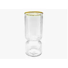 GENERICO - Florero Labrado Moderno Con Borde Dorado