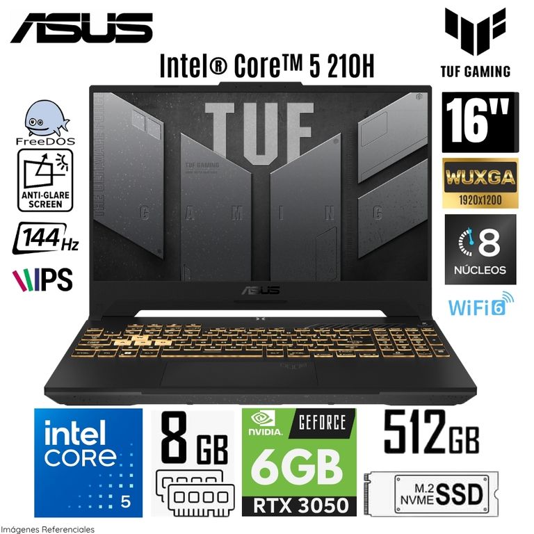 Laptop TUF Gaming FX607VJ-RL016 Intel Core 5 210H 8GB RAM 512GB SSD RTX 3050-6GB 16" WUXGA Gray