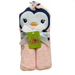 GENERICO - Toalla de Baño Para Bebé Con Capucha Pingüino Rosado