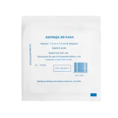 GENERICO - Esponja de Gasa Estéril Absorbente de 7.5 X 7.5 CM CAJA 20 UND