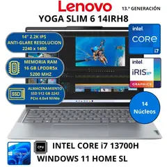 LENOVO - Laptop YOGA SLIM 6 14IRH8 INTEL CORE i7-RAM 16 GB SSD 512 GB 14" 2.2K IPS WINDOWS 11